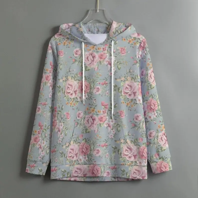 花卉圖案女性套頭衛衣