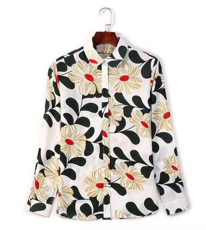 花卉優雅鈕扣上衣