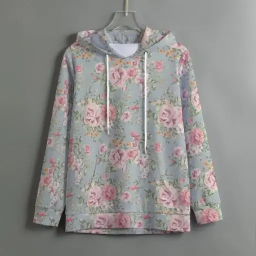 花卉圖案女性套頭衛衣