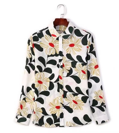 花卉優雅鈕扣上衣